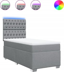 vidaXL vidaXL Łóżko kontynentalne z materacem, jasnoszare, tkanina, 80x200 cm 2