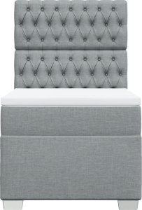 vidaXL vidaXL Łóżko kontynentalne z materacem, jasnoszare, tkanina, 80x200 cm 5