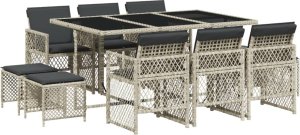vidaXL vidaXL 11-cz. zestaw mebli do ogrodu z poduszkami jasnoszary rattan PE 2