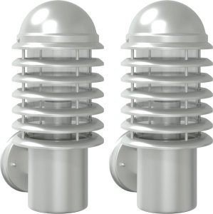 Kinkiet vidaXL vidaXL Kinkiety zewnętrzne, 2 szt., srebrne, stal nierdzewna 2