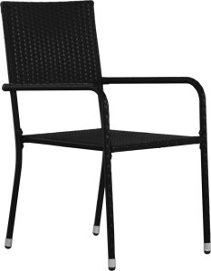 vidaXL vidaXL Krzesła ogrodowe, 2 szt., sztaplowane, czarne, polirattan 2