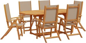 vidaXL vidaXL 7-cz. zestaw mebli ogrodowych, lite drewno akacjowe i textilene 2