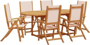 vidaXL 7-cz. zestaw mebli ogrodowych, lite drewno akacjowe i textylena 2