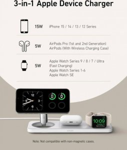 Ładowarka Anker Ładowarka MagGo 3w1 Pad 15W Qi2 Biała 4