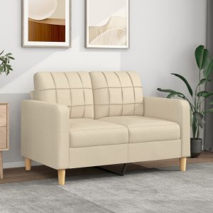 vidaXL VidaXL 2-osobowa sofa, kremowa, 120 cm, tapicerowana tkaniną 1