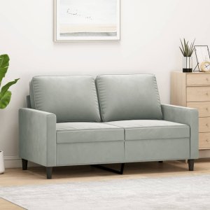 vidaXL VidaXL Sofa 2-osobowa, jasnoszara, 120 cm, tapicerowana aksamitem 1