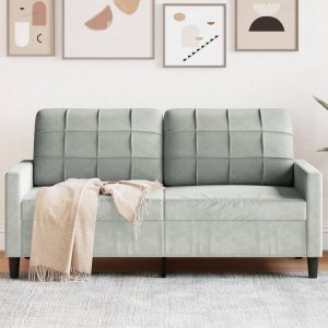 vidaXL vidaXL Sofa 2-osobowa, jasnoszara, 140 cm, tapicerowana aksamitem 1