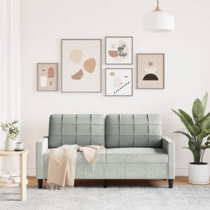 vidaXL vidaXL Sofa 2-osobowa, jasnoszara, 140 cm, tapicerowana aksamitem 3