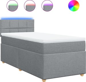 vidaXL vidaXL Łóżko kontynentalne z materacem, jasnoszare, tkanina, 80x200 cm 2