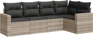 vidaXL vidaXL 5-cz. zestaw mebli do ogrodu, poduszki, jasnoszary rattan PE 2