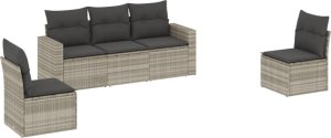 vidaXL vidaXL 5-cz. zestaw mebli do ogrodu, poduszki, jasnoszary rattan PE 2
