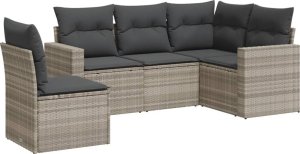 vidaXL vidaXL 5-cz. zestaw mebli do ogrodu, poduszki, jasnoszary rattan PE 2