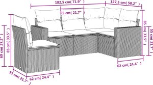 vidaXL vidaXL 5-cz. zestaw mebli do ogrodu, poduszki, jasnoszary rattan PE 3