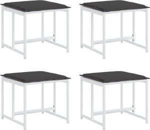 vidaXL vidaXL Stołki ogrodowe z poduszkami, 4 szt., białe, stal i textilene 2