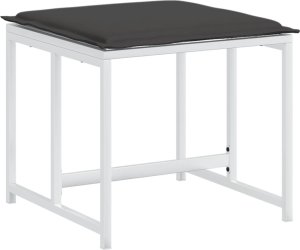 vidaXL vidaXL Stołki ogrodowe z poduszkami, 4 szt., białe, stal i textilene 5