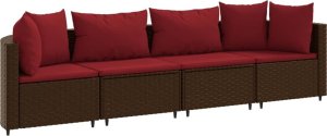vidaXL vidaXL 4-cz zestaw wypoczynkowy do ogrodu, poduszki, brązowy rattan PE 2