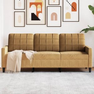 vidaXL vidaXL Sofa 3-osobowa, brązowa, 180 cm, tapicerowana aksamitem 1