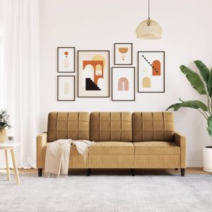 vidaXL vidaXL Sofa 3-osobowa, brązowa, 180 cm, tapicerowana aksamitem 3