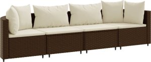 vidaXL vidaXL 4-cz zestaw wypoczynkowy do ogrodu, poduszki, brązowy rattan PE 2