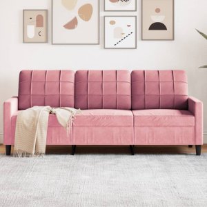 vidaXL Sofa 3-osobowa, różowa, 180 cm, obita aksamitem 1