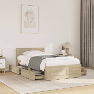 vidaXL vidaXL Rama łóżka z wezgłowiem, dąb sonoma, 100x200 cm 3