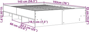 vidaXL vidaXL Rama łóżka, szarość betonu, 90x190 cm, materiał drewnopochodny 10