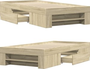 vidaXL vidaXL Łóżko bez materaca, dąb sonoma, 90x190 cm 8