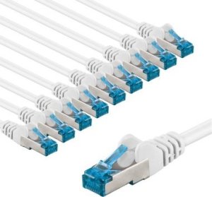 Goobay CAT 6A kabel krosowy, S/FTP (PiMF), 1 m, biały, zestaw 10 - Długość kabla 1 m 1