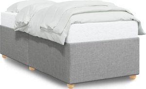 vidaXL Rama łóżka, jasnoszara, 90x190 cm, obita tkaniną 2