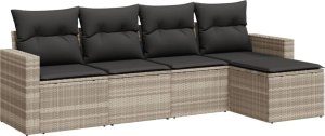 vidaXL vidaXL 5-cz. zestaw mebli do ogrodu, poduszki, jasnoszary rattan PE 2