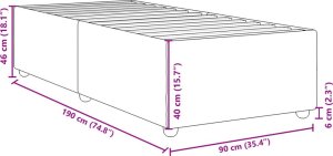 vidaXL Rama łóżka, ciemnoszara, 90x190 cm, obita tkaniną 9