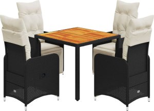 vidaXL vidaXL 5-cz. zestaw ogrodowych mebli bistro z poduszkami, czarny 2