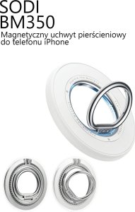 Podstawka Beline SODI Dwustronny magnetyczny Ring Stand BM-350 biały/white MagSafe 10
