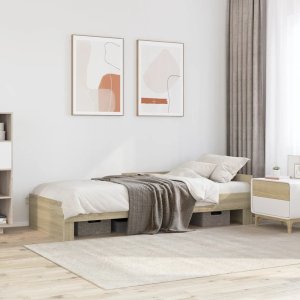 vidaXL vidaXL Łóżko bez materaca, dąb sonoma, 90x200 cm 3