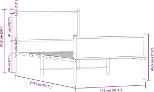 vidaXL vidaXL Metalowa rama łóżka z wezgłowiem i zanóżkiem 107x203 cm 10