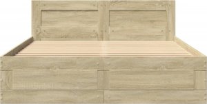 vidaXL vidaXL Rama łóżka z wezgłowiem, dąb sonoma, 135x190 cm 5