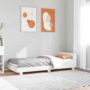 vidaXL vidaXL Rama łóżka bez materaca, biała, 90x190 cm, lite drewno sosnowe 1