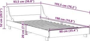 vidaXL vidaXL Rama łóżka bez materaca, biała, 90x190 cm, lite drewno sosnowe 9