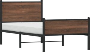 vidaXL vidaXL Metalowa rama łóżka z wezgłowiem i zanóżkiem 90x200 cm 4