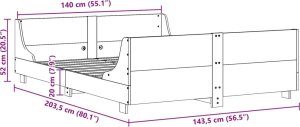 vidaXL Rama łóżka bez materaca, 140x200 cm, lite drewno sosnowe 9