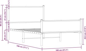 vidaXL vidaXL Metalowa rama łóżka z wezgłowiem i zanóżkiem 100x190 cm 10
