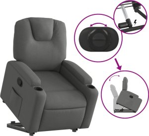 vidaXL Podnoszony fotel rozkładany, ciemnoszary, obity tkaniną 5