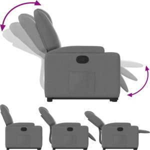 vidaXL Podnoszony fotel rozkładany, ciemnoszary, obity tkaniną 6