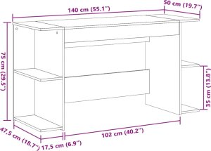 Biurko vidaXL Dąb Sonoma 140 cm x 50 cm 9