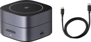 Ładowarka Ugreen Ładowarka indukcyjna Qi 2w1 Ugreen W256 do iPhone, AirPods, 20W (czarna) + kabel USB-C do USB-C 1m 1