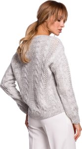MOE M510 Ażurowy sweter z dekoltem w serek - szary (kolor szary, rozmiar L/XL) 4