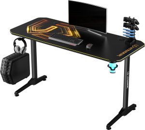 Biurko Ultradesk ULTRADESK Biurko dla gracza FRAG - GOLD V3, 140x60 cm, 76 cm, z podkładką pod mysz, uchwyt na słuchawki i napój 1