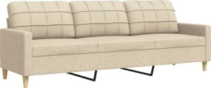 vidaXL vidaXL 3-osobowa sofa, kremowa, 210 cm, tapicerowana tkaniną 2