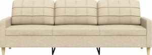 vidaXL vidaXL 3-osobowa sofa, kremowa, 210 cm, tapicerowana tkaniną 4