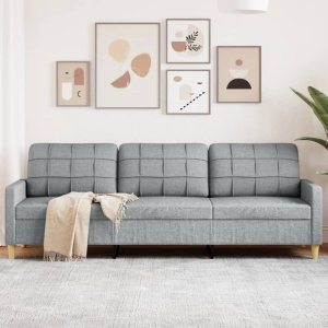 vidaXL vidaXL Sofa 3-osobowa, jasnoszara, 210 cm, tapicerowana tkaniną 1